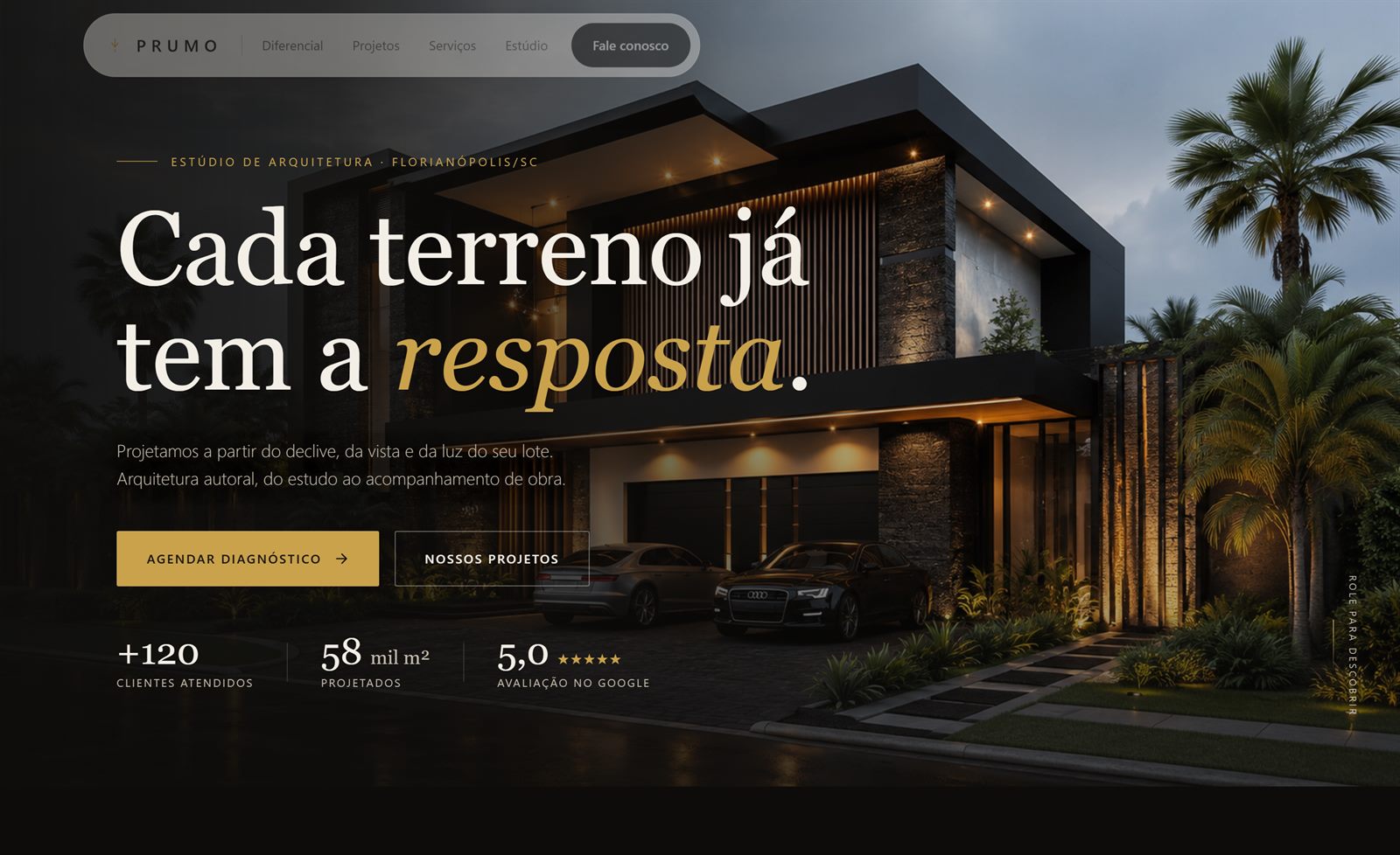 Demonstração de site para estúdio de arquitetura
